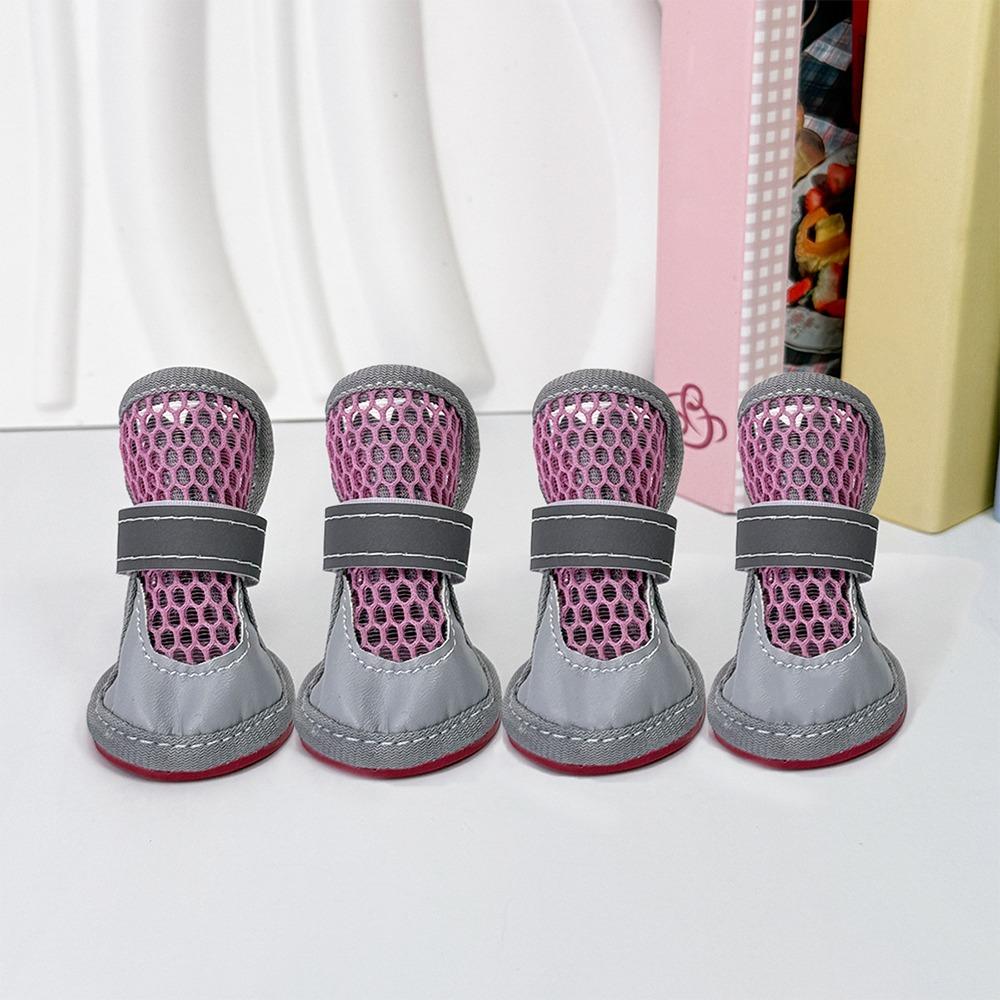 4Pcs Non-Slip Pet Net Boots Breathable Dog Paw Protectors Fashion Puppy Foot Covers All-season Use