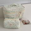 Ins Style Korduroy Ästhetischer Kosmetik-Organizer Große Kapazität Reißverschluss Floral Make-up Tasche Hautpflege Clutch Kosmetik