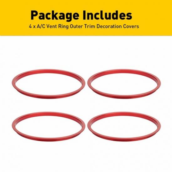 4PCS Red Interior A/C Vent Outlet Ring Trim For Toyota Tacoma 2016- US I
