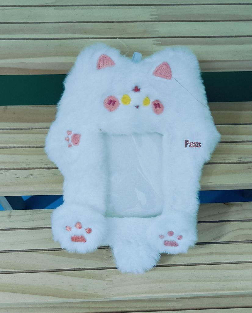 Chaveiro de Mochila de Pelúcia de Animal Fofo e Porta-Cartões - Pingente de 3 Polegadas para Fotos e Cartões