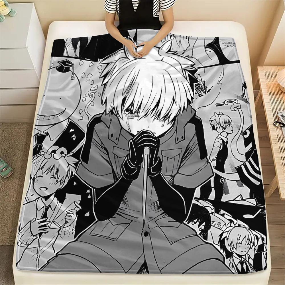 1 szt. Koc flanelowy z nadrukiem z Ansatsu Kyōshitsu, Wysoka jakość, Na wszystkie pory roku, Wystrój domu, Ciepło i komfort, Idealny na prezenty świąteczne