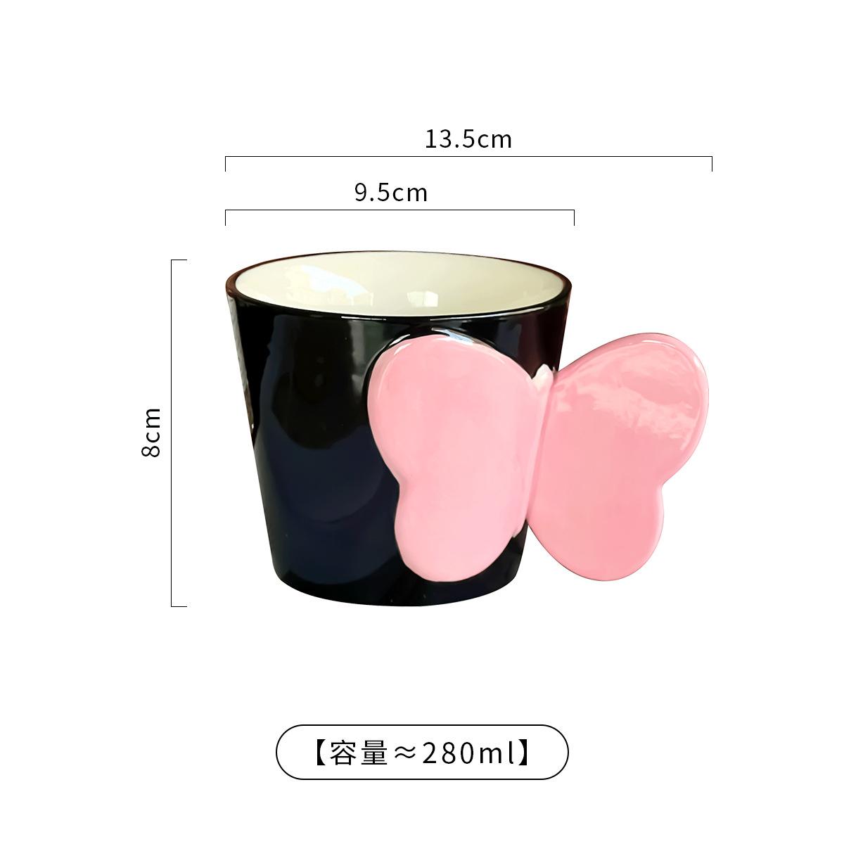 

BRPink Butterfly Ceramic Mug Cartoon Coffee Cup Milk Mug Girl s Gift Birthday Present Afternoon Tea Sets Teacup Mugs Coffee CupsEY 280ml чёрный
