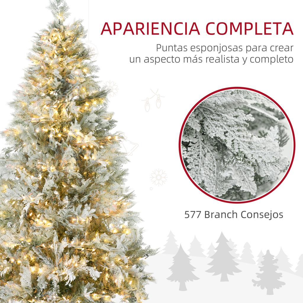 Artificial Christmas Tree 180cm with 300 Warm White LED Lights with 577 Branches, Automatic Opening, Foldable Base