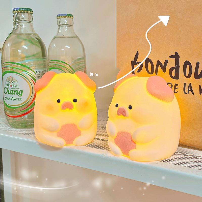 Lamp Night Warm Light Mini Compact Cartoon Cute Pig Shaped Battery Powered