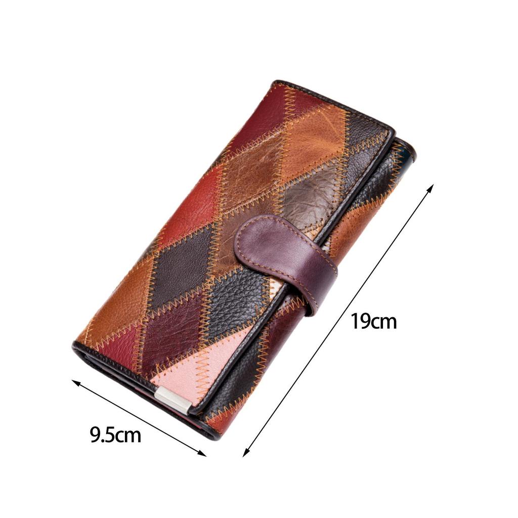 Leather Women Long Wallet Color Matching Purse Fashion Large Capacity Card Holder
