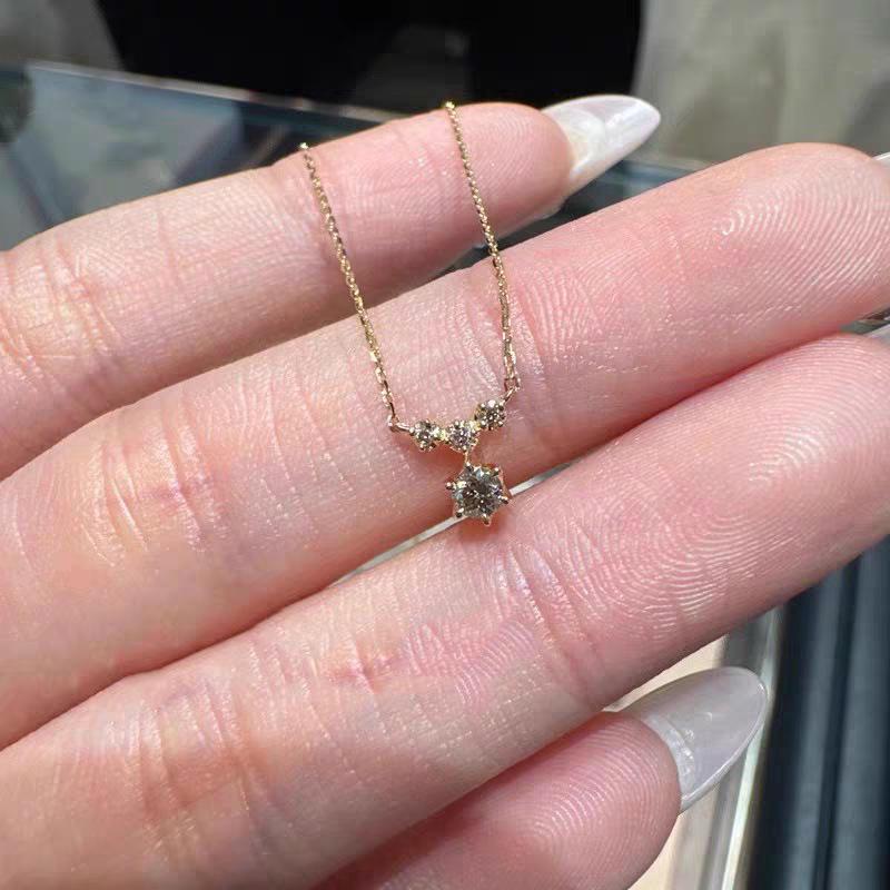 Japanese 925 Sterling Silver K Gold Plated Zircon Water Drop Necklace - Winter Christmas Limited Edition