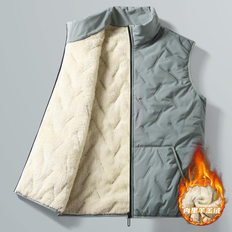 

Хлопковый жилет из овечьей шерсти на осень и зиму, с воротником-стойкой, большого размера, флисовый утолщенный жилет, теплый жилет для среднего и пожилого возраста, куртка 5XL