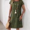2026 European and American women's clothing explosive fashion printing 2026 new round neck short-sleeved dress