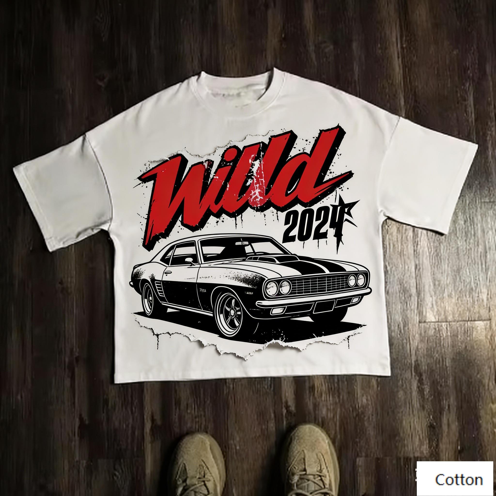 

Car Retro Street Style Unisex Cotton TShirt with Wild 2024 Print Breathable Heavyweight Fabric Regular Fit for Car Culture M