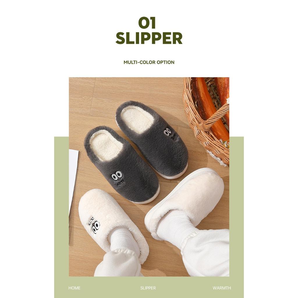 Home Furry Slippers for Women In Winter Cartoon Cute Fur Slippers for Men In Winter Home Furry Warm Cotton Slippers for Men