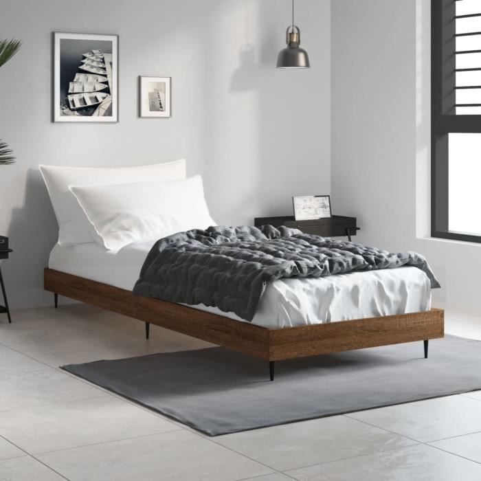 VidaXL Cadre de lit chêne marron 75x190 cm bois d'ingénierie 832316