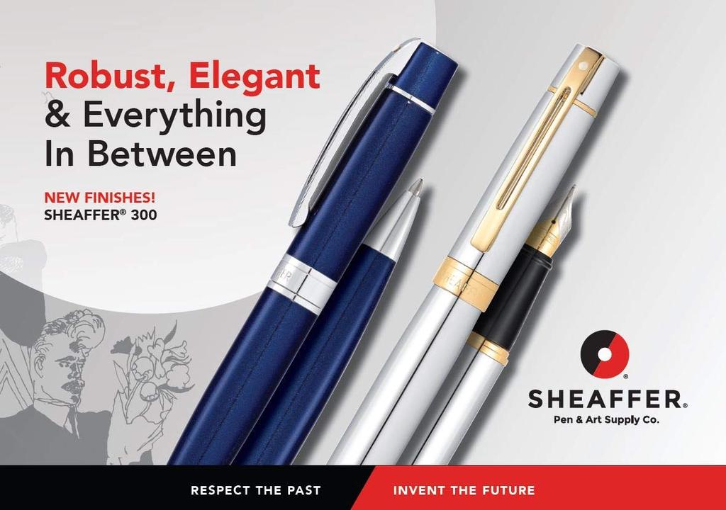 Sheaffer 300 Glossy Blue Lacquer Fountain Pen with Trim and Fine Nib Chrome-Plated