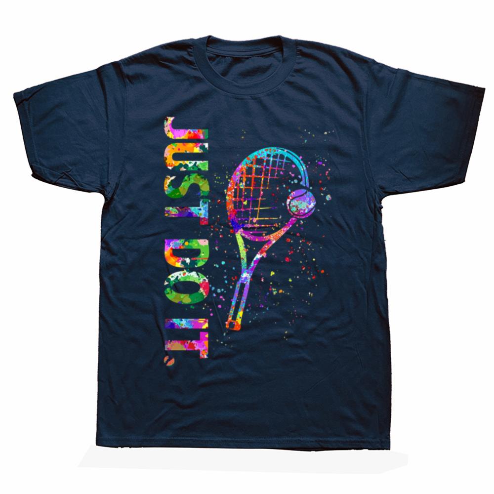Funny Tennis Player Watercolor Graphic T-shirts Men Women's Fashion Casual Tshirt 100% Cotton Loose Oversized T Shirt