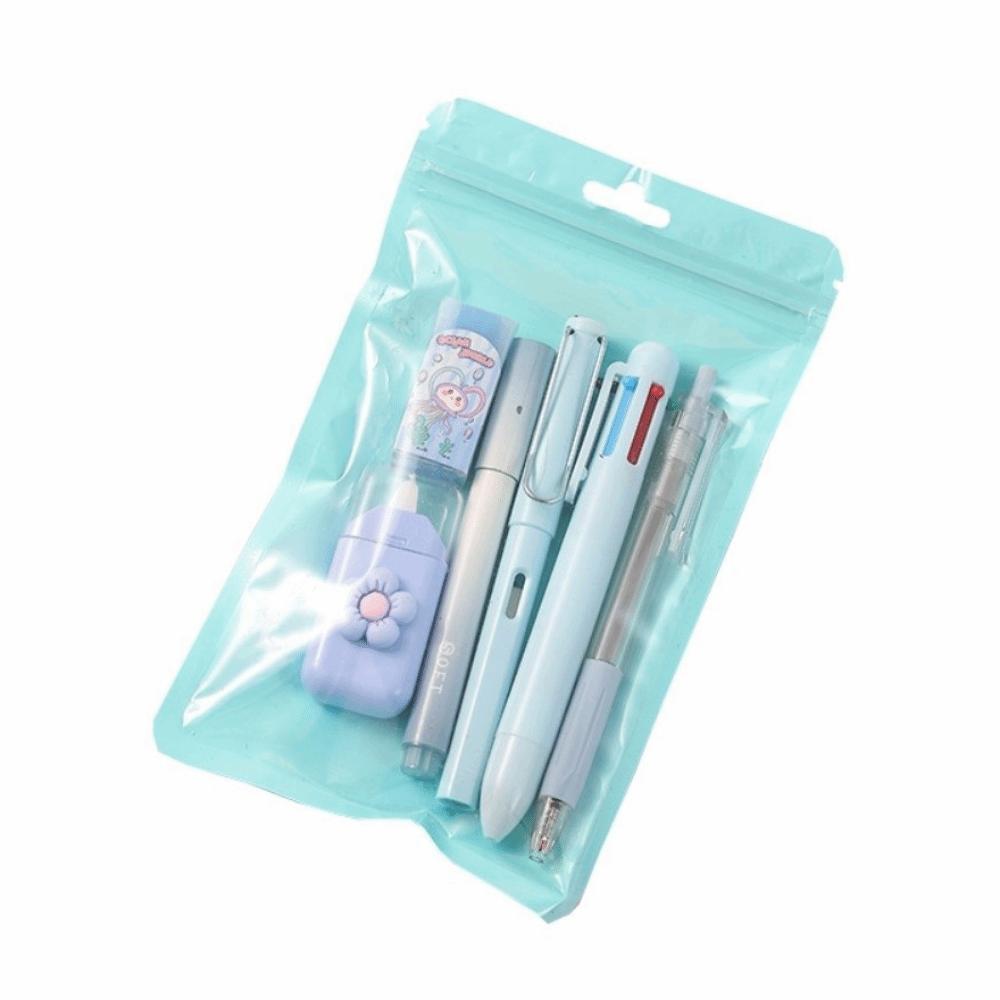 

6Pcs/Set Large Capacity School Stationery Set 6 Color Pens Cartoon Stationery Set Desktop Organizer синій