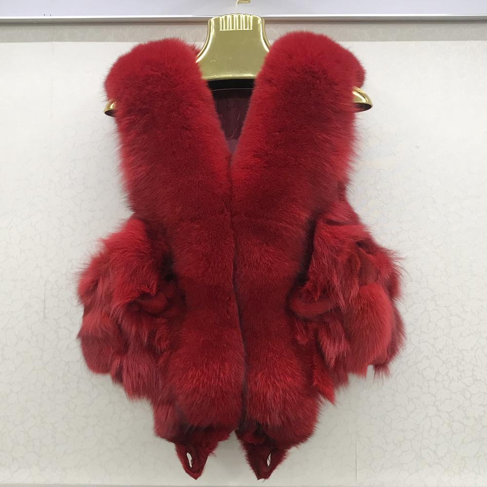 Vest Natural Soft Fox Fur Sleeveless Jacket Lady Quality Warm Real Fox Fur Gilet