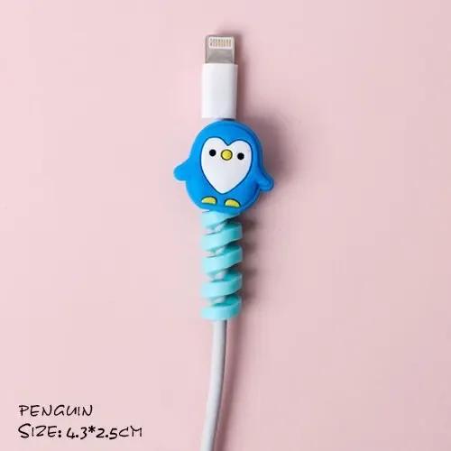 4PCS Cute Bite Cartoon Animal Cable Protector - Mini Cord Wire Cover Charging Cable Winder Set