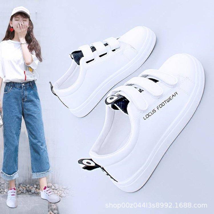 

Обувь женская 2025 новая повседневная обувь модная женская обувь студенческая дышащая на липучке белая обувь весенне-летняя обувь на плоской подошве 40 чёрный