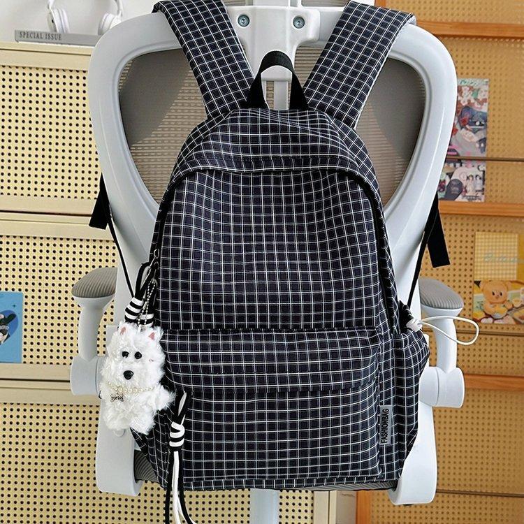 Schoolbag1011 New Spring and Summer Retro Plaid Backpack Women's Bag Student Large Capacity Lightweight School Bag Campus Versatile Backpack