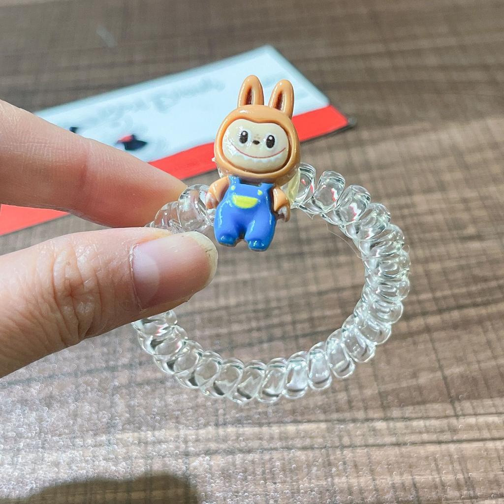 6 szt. Kreskówkowe gumki do włosów Labubu, urocze anime Labubu, damskie elastyczne gumki do włosów, akcesoria do włosów, kucyk, kawaii, dla dziewczynek, prezenty świąteczne