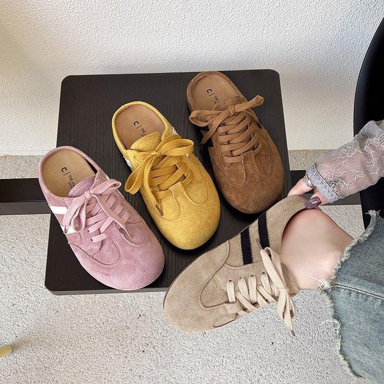 New Retro Thick-soled Heightened Baotou Half Slippers Women Go Out Spring and Summer New Wear-resistant Shoes