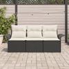 VidaXL 3-Piece Garden Sofa Set with Cushions Black Poly Rattan 3353886