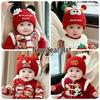 New Year Festive Red Knitted Wool Hat for Babies - Cute, Cozy and Perfect for Autumn, Winter, First Birthdays, or Baby's Full Moon Celebration.