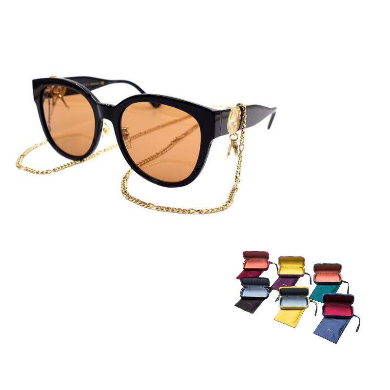 

GUCCI Logo Cut-out Holiday Travel Plate Sunglasses Women s Black/Chain Terms F