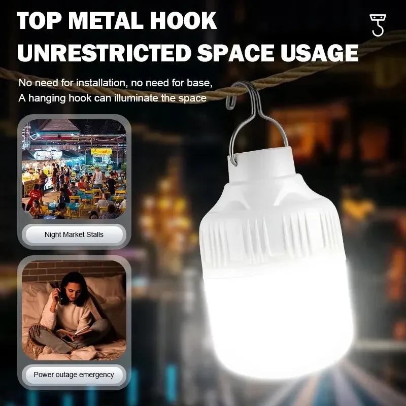 80W Emergency Light Outdoor Camping Supplies Edc Outdoor USB Rechargeable LED Light Bulb Lantern Hiking Sports Entertainment