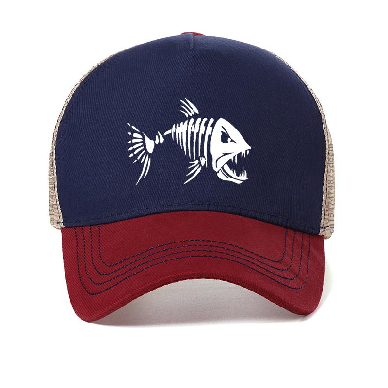 Fishbone Trucker Cap Unisex Fishing Skeleton Fish Baseball Caps Summer outdoor hunting Mesh Breathable hats