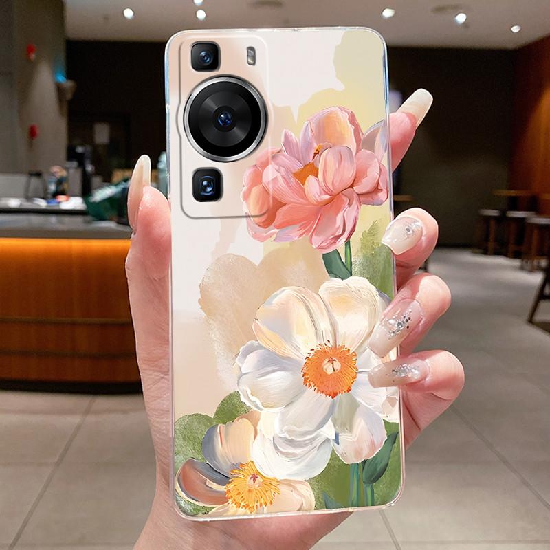 Für Huawei P60 Pro 2023 p60pro Hülle Cover Luxus Mode Schmetterling Blumen Transparent Weiches TPU Fundas Für Huawei P 60 P60 Pro Hülle