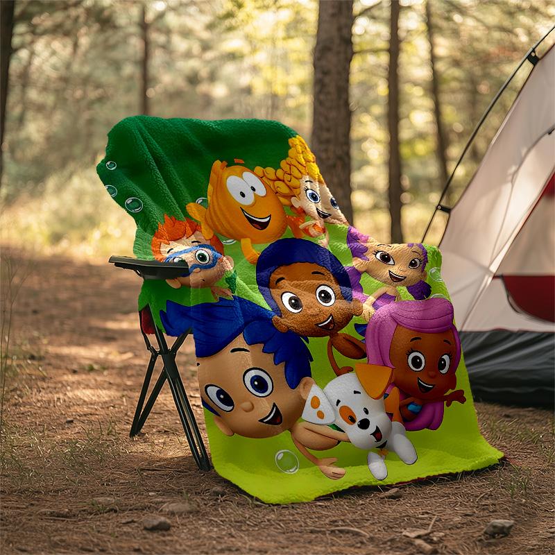 1pc Bubble guppies1 Theme Blanket - Digital Print, Polyester, Cozy for All Seasons, Perfect for Outdoor, and Travel