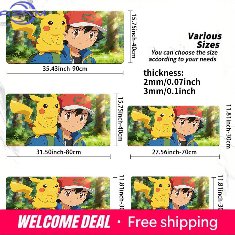 Ash Pikachu CloseUp Gaming Desk Mat NonSlip Washable Mouse Pad 300x800x2mm