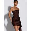 European and American Tube Top Bright Diamond Waist Dress, Satin Irregular Short Skirt, Party Night Tight Temperament Dress Skirt
