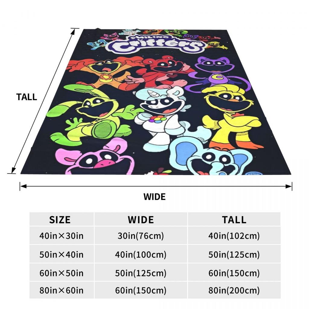 CATNAP DOGDAY Cartoon Smiling Critters Blankets Coral Fleece Plush Print Lightweight Throw Blankets for Bedding Plush Thin Quilt