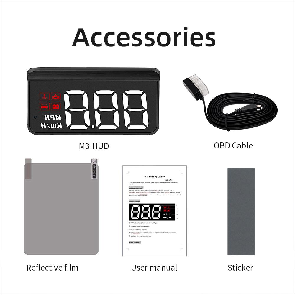 

M3 OBD HUD Head-Up Display OBD2 Auto Electronics Accessories Projector Display Car Speedometer Water Temperature Voltage Meter