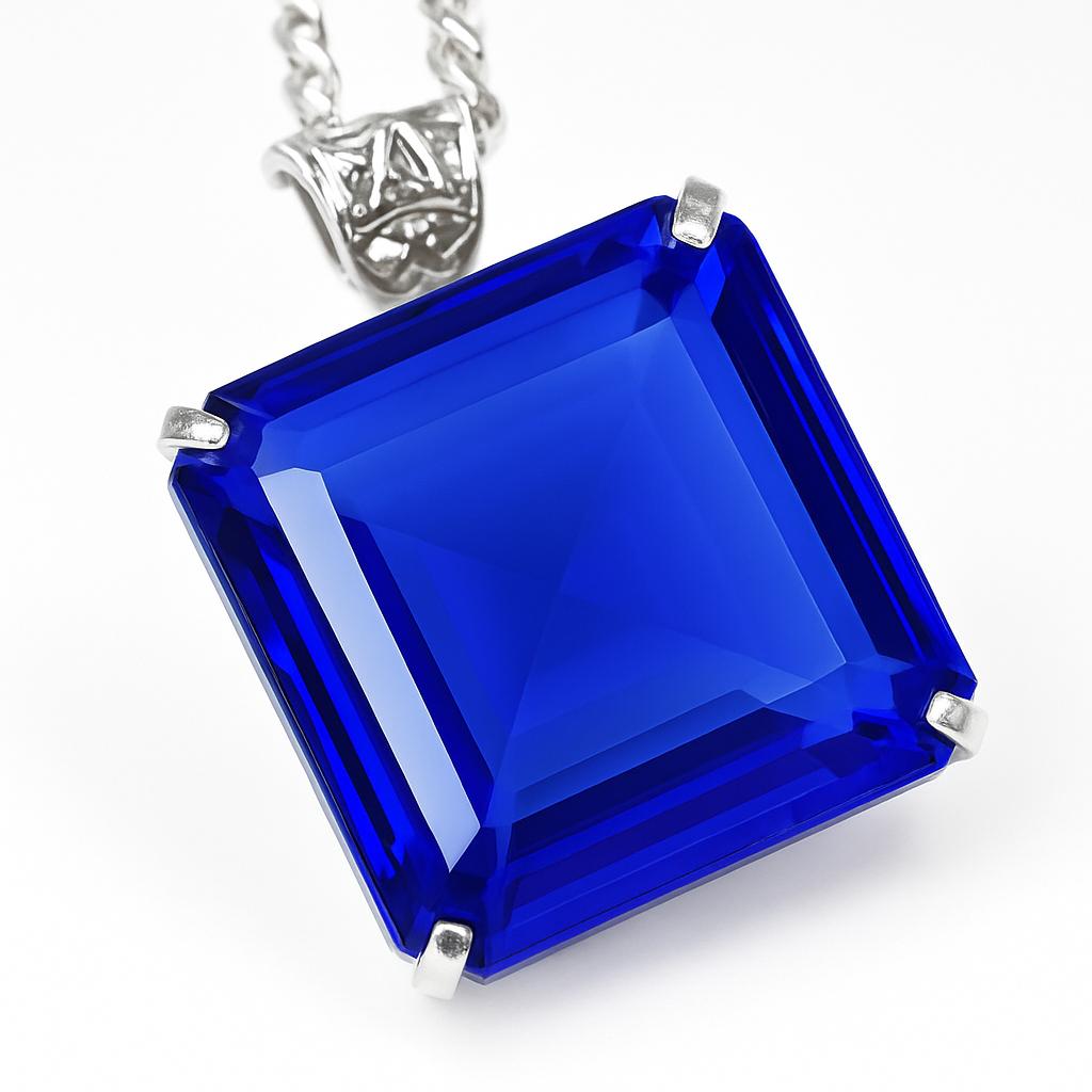 

Lab Created Blue Topaz 99 Ct Square 925 Sterling Silver Certified Gems Pendant AI-65-NS 38.6 mm approx синій