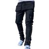 Men's Stretch Cargo Pants with Multi Pockets and Reflective, Straight Leg Workout Fitness Casual Long Pants for Spring and Fall