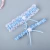 2Pcs Trimmed Lace Bowknot Bridal Garters Set for Engagement Party Accessory Gift