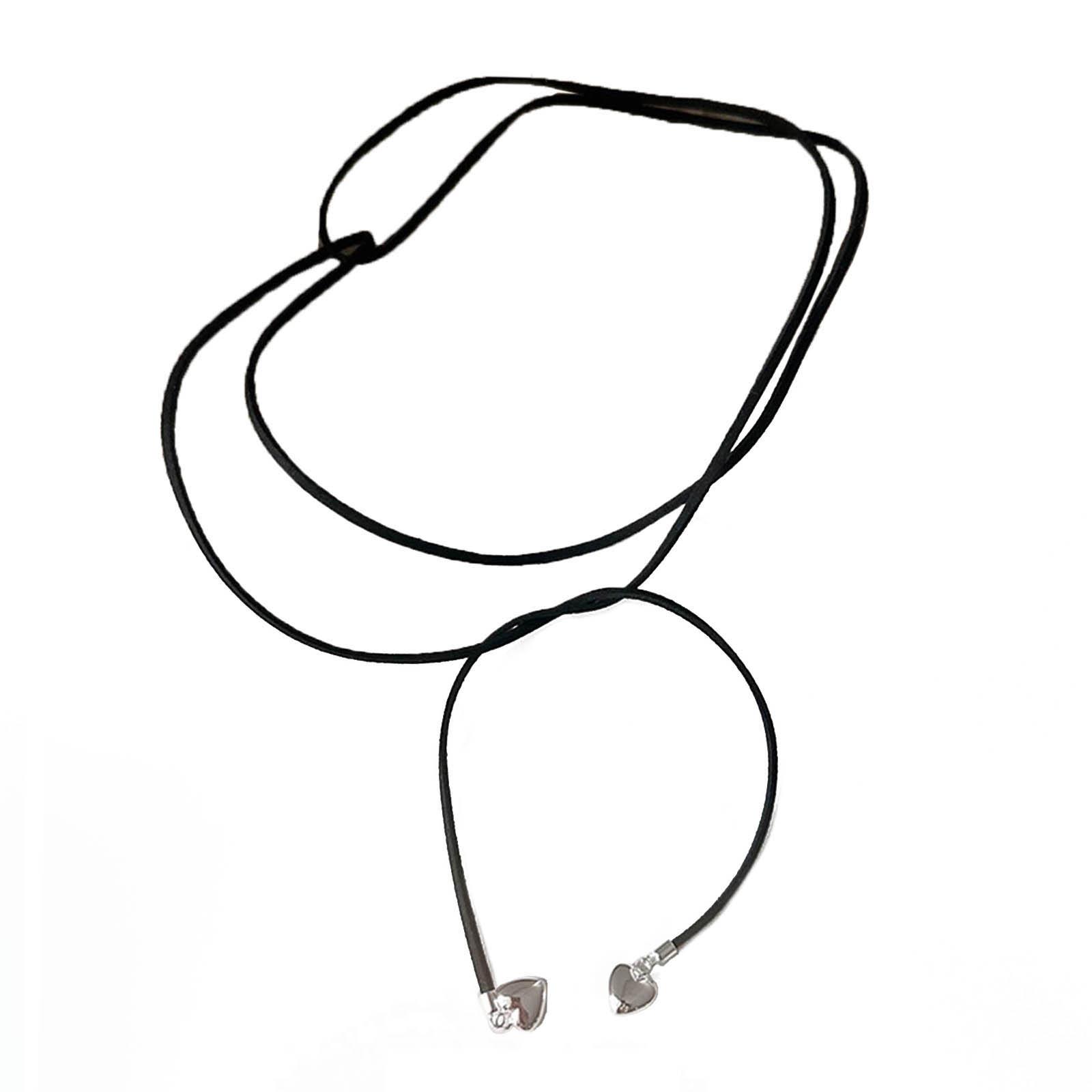 Unisex Silver Heart Charm Necklace Jewelry Tiny Heart Pendant Pink Velvets Rope Chain Choker Necklace Jewelry Ornament 1