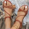 Plus-size Fashionable Thong Flat Sandals for Women, New Summer Style, Solid Color, Casual Wear, Elastic Band Sandals