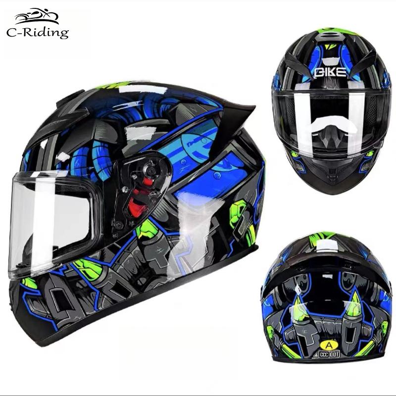 Green Tank Elements Men Women Moto Helmets Motorcycle Helmet Full Face Motocross Helmets with DOT casco para motociclista