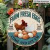 2D Flat 1pc, 8x8 In, Fresh Eggs From The Farm Metal Sign - Rustic Farmhouse Aluminum Metal Decorative Signs & Plaques, Durable Indoor/Outdoor
