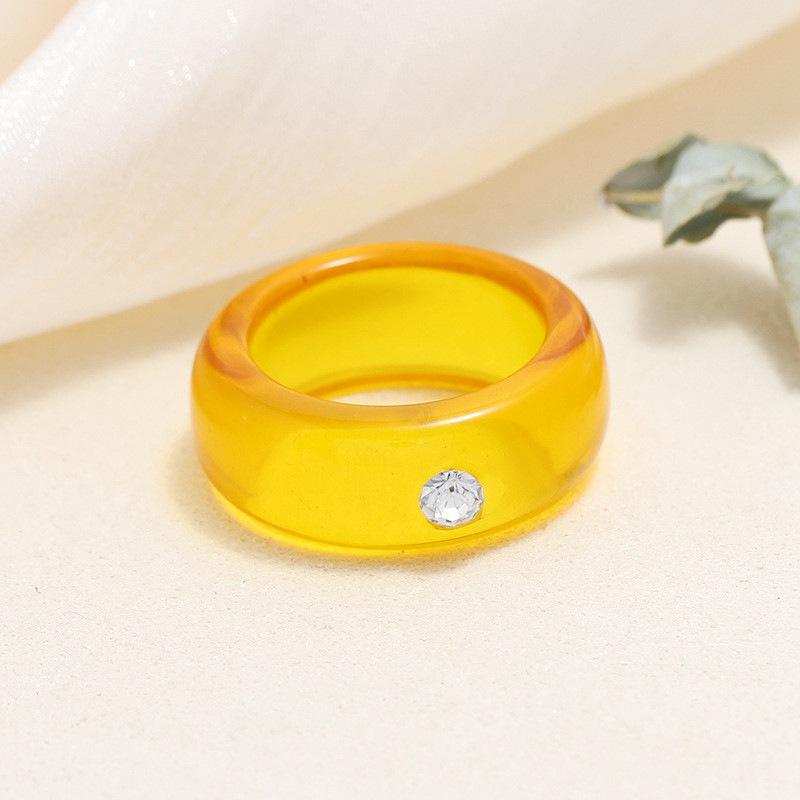 Round Rings Square Crystal Transparent Colorful Simple Geometric Resin Acrylic
