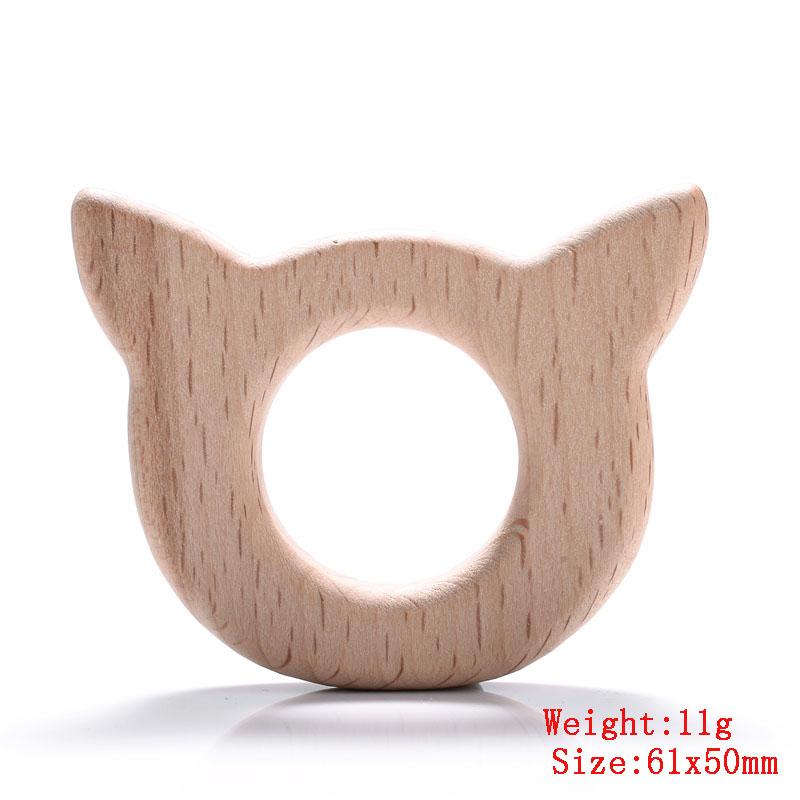 5Pcs/Lot Baby Pacifier Chain Chew Accessories Animal Shape Natural Beech Teething Wooden Teether Pendant Accessories