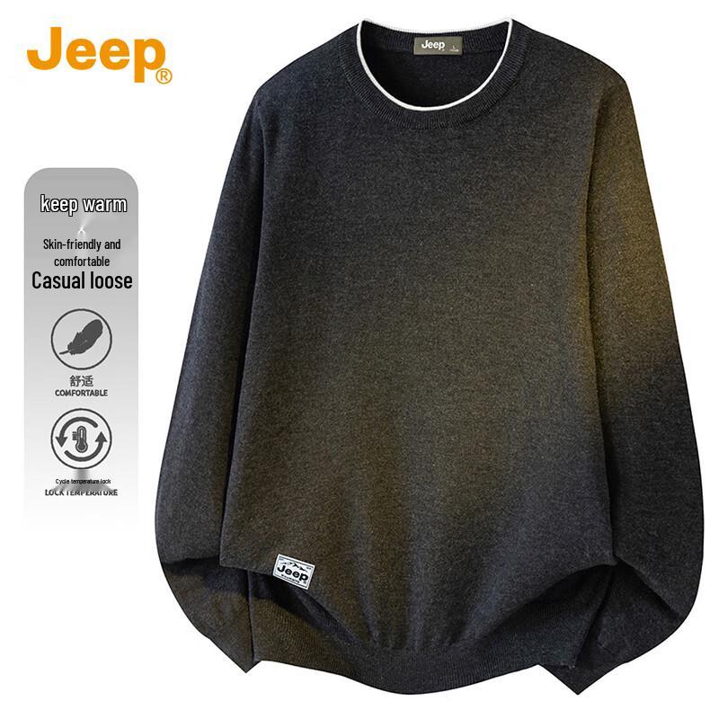 Jeep Men's Loose Fit Round Neck Knit Sweater