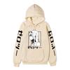 Zero Two Side Profile Anime Hoodie Japanese Letter Print Black Casual Long Sleeve Hooded Sweatshirt Pullover