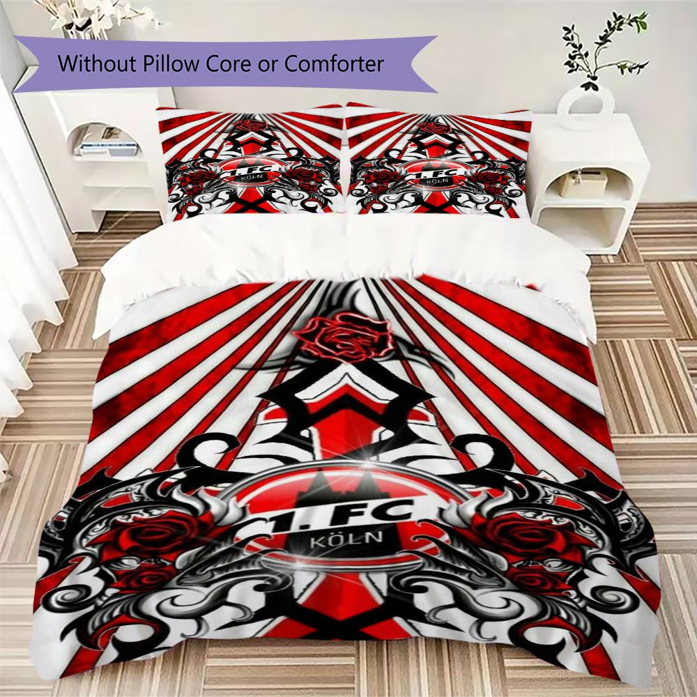 FC KÖLN  Pattern Bedding uilt Set uilt Cover Pillowcase Home Decoration Birthday Gift (1 * duvet cover + 2 * pillowcase  without core)51