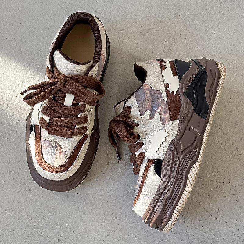 

Invisible heightening thick sole dissolved sole unique color matching couple board shoes bread shoes trendy shoes female 36