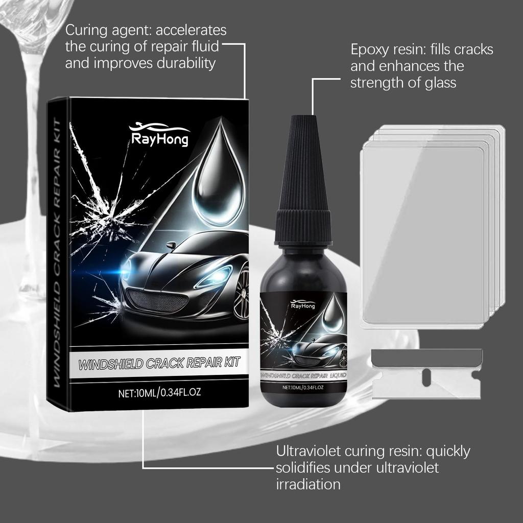 RAYHONG Auto Windshield Repair Fluid Kit Auto Front Windshield Repair Cracks Clear Vision