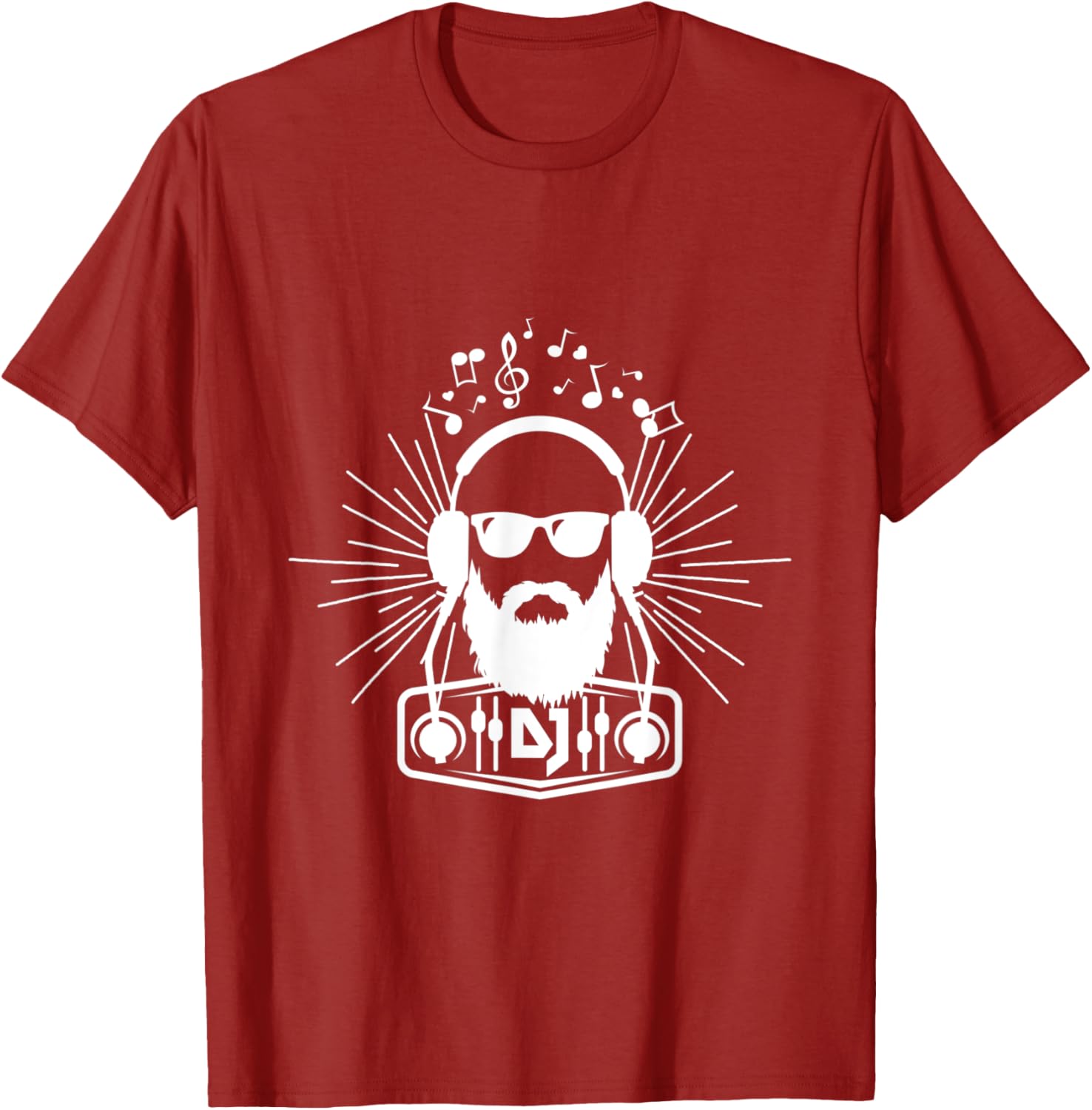 Hipster Bearded DJ Headphones Music Lover Graphic TShirt Men Casual Short Sleeve Tee S